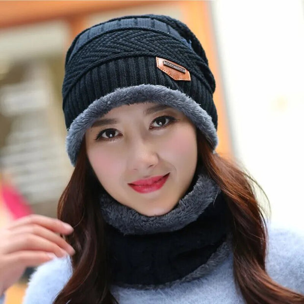 Winter Beanies Wool Scarf & Knitted Hat